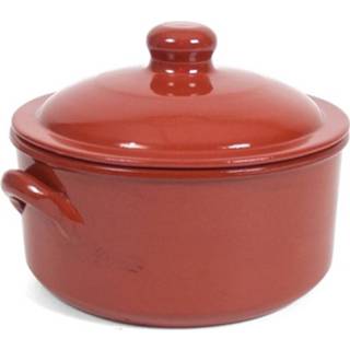 👉 Ovenschaal terracotta 1x Stoofpotten/ovenschalen Met Deksel 25 Cm - Braadpannen 8436015790650