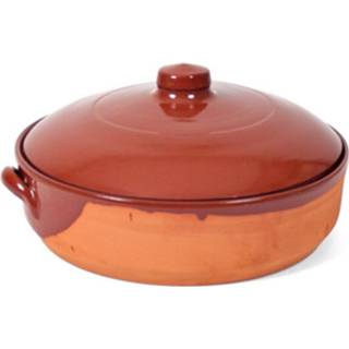 👉 Braadpan terracotta 1x Braadpannen/ovenschalen Met Deksel 28 Cm - Braadpannen 8436015790186