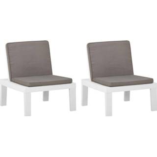 👉 Loungestoel wit kunststof Vidaxl Loungestoelen 2 St Met Kussens 8720286288870