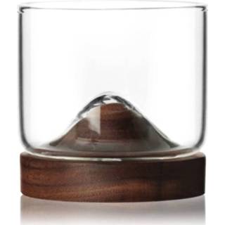 👉 Whiskeyglas bruin houten Aretica Whiskey Glas Met Onderzetter - 8719688014170