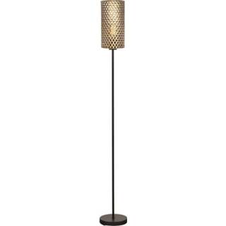 👉 Vloerlamp zwart goud metaal Freelight Cestino - 8720143023453