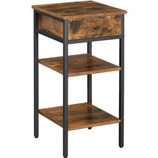 👉 Nachtkastje hout metaal Nancy's Meridian - Bijzettafeltje Lade 2 Planken 35 X 70 Cm Bewerkt 6019928232244