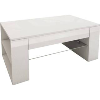 Salontafel wit Met Glazen Legger En 4 Vakken 100x42x60 Cm Spaanplaat Ml-design 4064649045316