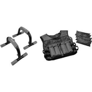 👉 Fitness set zwart Tunturi - Opdruksteunen Gewichtsvest 10kg 8720679640155