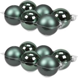 👉 Kerstbal groen glans 12x Stuks Glazen Kerstballen Emerald (Greenlake) 8 Cm Mat/glans - 8720576162699