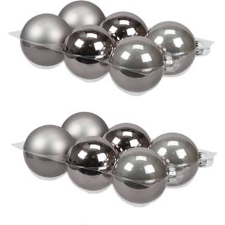👉 Kerstbal grijs titanium glans 12x Stuks Glazen Kerstballen 8 Cm Mat/glans - 8720576161883