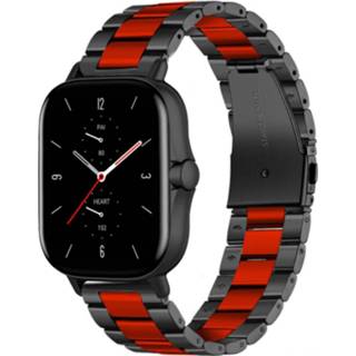 👉 Stalen band zwart rood Strap-it Amazfit GTS 2 (zwart/rood) 8720626998292