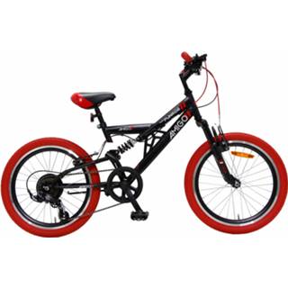 👉 Jongensfiets zwart rood jongens Amigo Fun Ride 20 Inch 33 Cm Junior 7v V-brakes Zwart/rood 8720585998517