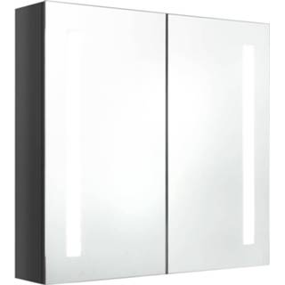 Badkamerkast grijs Vidaxl Met Spiegel En Led 62x14x60 Cm Glanzend 8720286332849