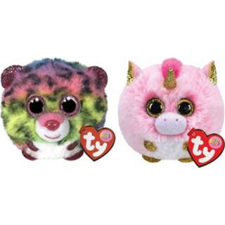 Knuffel Ty - Teeny Puffies Dotty Leopard & Fantasia Unicorn 8720679637322