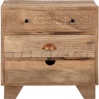 👉 Nachtkastje MDF mannen Womo-design Naturel Met 3 Laden, 58x60x35 Cm, Gemaakt Van Massief Mangohout En 4064649030442