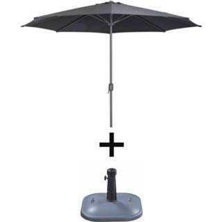 👉 Parasol zwart polyester Sens-line - Salou Ø3m 8-ribs- Met Parsolvoet Tim 25 Kg 8720663077899