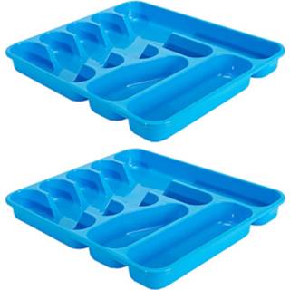 👉 Bestekbak 2x Stuks Bestekbakken/bestekhouders 7-vaks Blauw 37 X 42 5 Cm - Bestekbakken 8720576648704