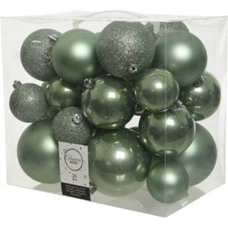 👉 Kerstbal groen kunststof 26x Kerstballen Mix Salie 6-8-10 Cm Kerstboom Versiering/decoratie - 8720147741001