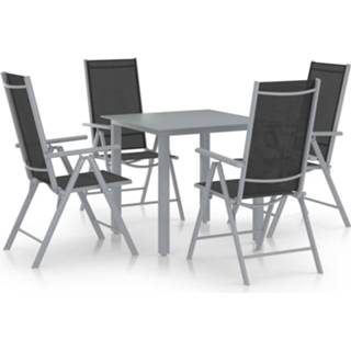 👉 Tuinset zilverkleurig zwart aluminium Vidaxl 5-delige En 8720286406878