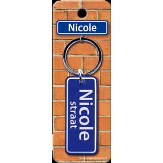 👉 Sleutelhanger blauw staal Paper Dreams Straatnaam Nicole 9 Cm 8716764120763