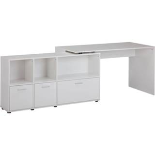 👉 Bureau wit Nancy's Geneva - Draaibaar Hoekbureau Dressoir Opbergruimte Kantoortafel Sonoma/wit 6019911853845