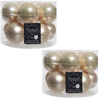 👉 Kerstbal parel glas Kerstboomversiering Licht Parel/champagne Kerstballen Van 6 Cm 20x Stuks - 8720276294331