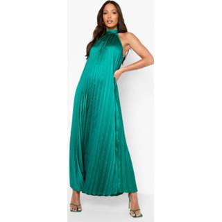 👉 Tall Geplooide Satijnen Maxi Jurk, Green