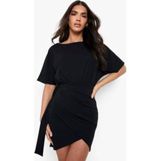 👉 Mini Jurk Met Vleermuismouwen En Strik, Black