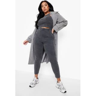 👉 Plus Geribbelde Premium Leggings Met Panelen, Charcoal