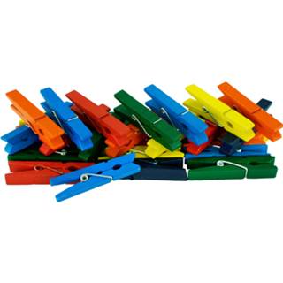 👉 Mini knijpertje multi hout active gekleurde 50x stuks multi-color kleur hobby knutselen knijpers/knijpertjes 4.5 cm