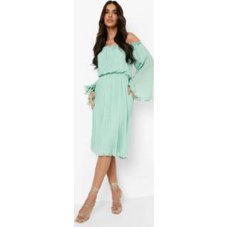 👉 Midi jurk Plisse Met Uitgesneden Hals, Mint 4058014318