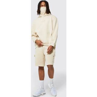 Oversized Cargo Man Trainingspak Met Shorts En Skimasker, Sand