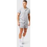 👉 Golvend Jacquard Overhemd Met Korte Mouwen En Shorts, Light Grey