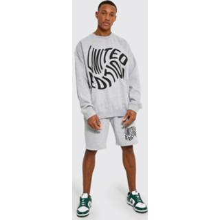 👉 Oversized Edition Trainingspak Met Trui En Shorts, Grey Marl