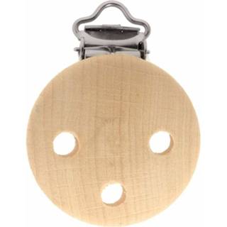 Speenkoord houten One Size beige 1x speenkoord/wagenspanner clip naturel 35 mm 8719538772977