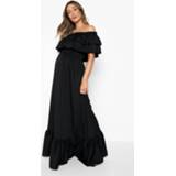 👉 Zwangerschap Maxi Jurk Met Ruches En Uitgesneden Hals, Black