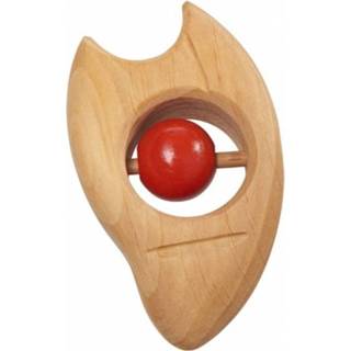 👉 Rammelaar houten rood Nic vogel 11 cm blank/rood 4038162523842