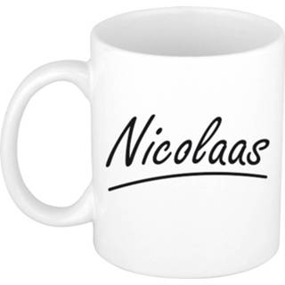 👉 Beker mannen Naam cadeau mok / Nicolaas met sierlijke letters 300 ml