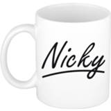 👉 Beker mannen Naam cadeau mok / Nicky met sierlijke letters 300 ml