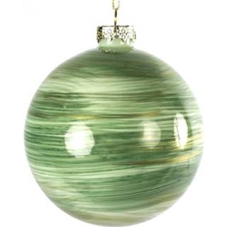 👉 Kerstbal groen glas goud Countryfield Noury 15 Cm Groen/goud 8718317844027