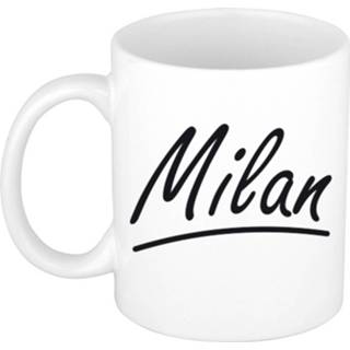 👉 Beker mannen Naam cadeau mok / Milan met sierlijke letters 300 ml