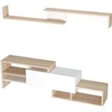 👉 Wit Homemania Tv-meubelset Fenice 150x27x45 Cm En Sonomakleurig 8681847167334