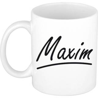 👉 Beker mannen Naam cadeau mok / Maxim met sierlijke letters 300 ml