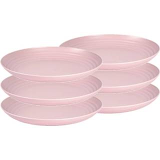 👉 Bord roze kunststof Set Van 6x Stuks Rond Borden Oud 25 Cm - Dinerborden 8720576496640