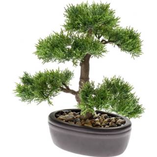 👉 Kunstplant kunststof Bonsai Boompje Cedrus Atlantica Glauca In Ovale Pot 32 Cm - Kunstplanten 8720276614719