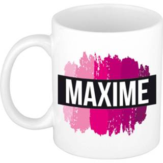 👉 Beker roze Naam Cadeau Mok / Marloes Met Verfstrepen 300 Ml - Mokken 8720576467213