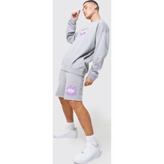 👉 Oversized Limited Sweatshirt Short Tracksuit, Grey Marl