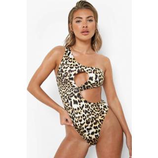 👉 Asymmetrisch Gerecycled Luipaardprint Badpak Met Uitsnijding, Leopard