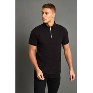 👉 Pique Slim Fit Polo Met Korte Mouwen, Black