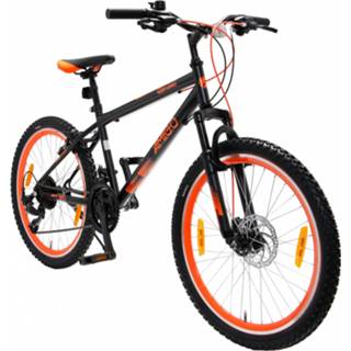 👉 Mountainbike zwart oranje staal One Size Color-Zwart AMIGO Hardtail Next Level 24 Inch 39 cm Junior 21V V-Brakes Zwart/Oranje 8719817986736