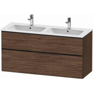 👉 Wastafelonderkast Duravit D-Neo voor dubbele wastafel met 2 lades 128 x 46,2 62,5 cm, noten donker mat