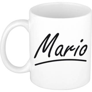 👉 Beker Naam Cadeau Mok / Mario Met Sierlijke Letters 300 Ml - Mokken 8720576541203