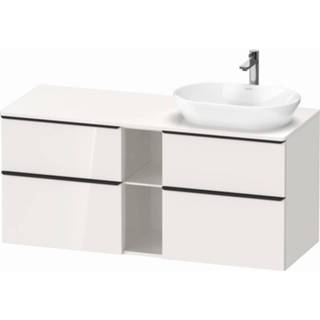 👉 Wastafelonderkast wit Duravit D-Neo geschikt voor wastafel rechts, met 4 lades en 1 open schap 140 x 66,4 55 cm, hoogglans 4063382131744