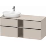 👉 Wastafelonderkast Duravit D-Neo geschikt voor wastafel links, met 4 lades en 1 open schap 140 x 66,4 55 cm, taupe mat